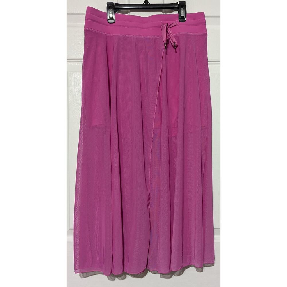 Halara Midi Skirt Size Large High Waist Pink Mesh 2-in-1 Pocket Flowy Casual, L - Picture 7 of 11